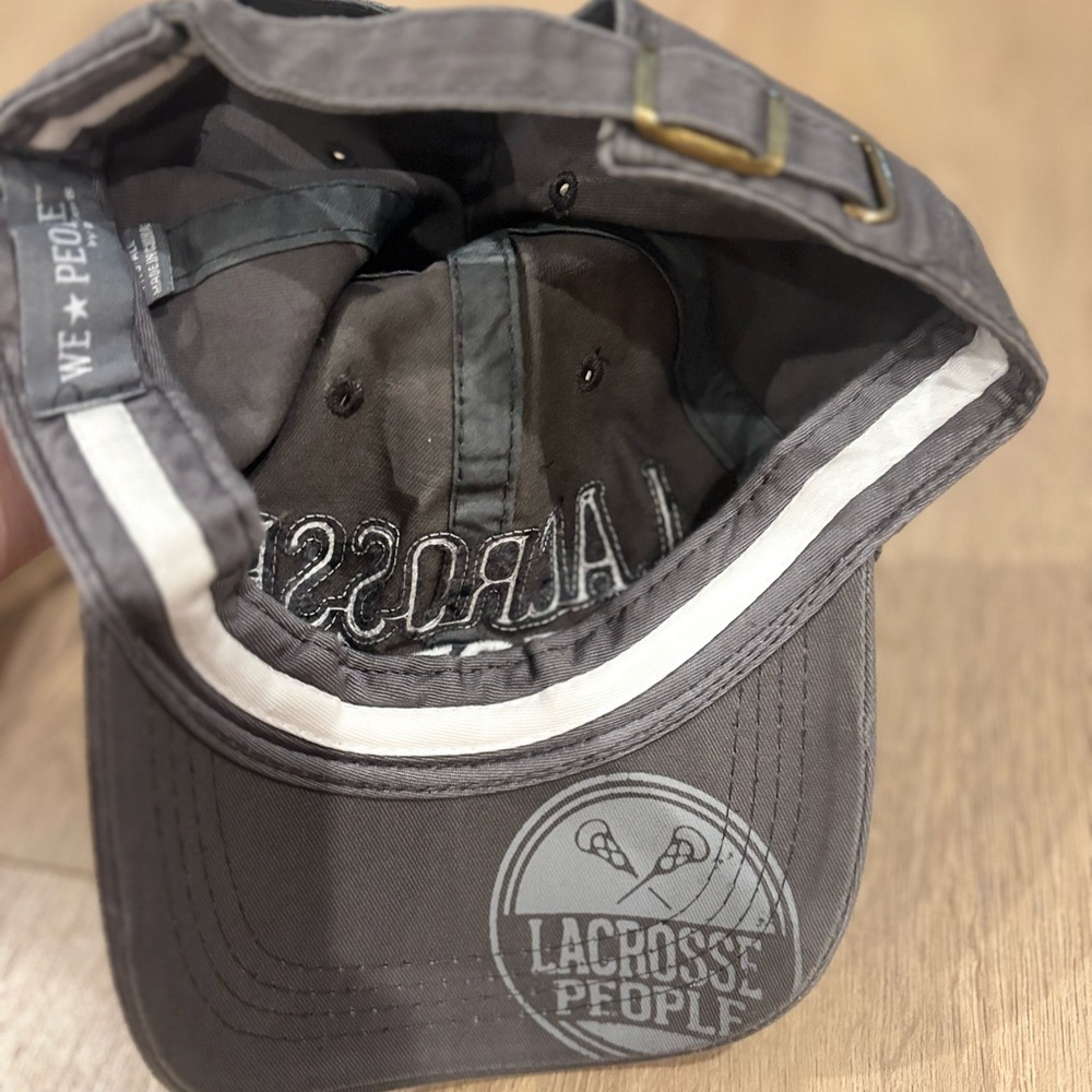 NWT Pavilion Gift Gray Lacrosse People Adjustable Strap Snap Back Baseball Hat - Picture 10 of 10